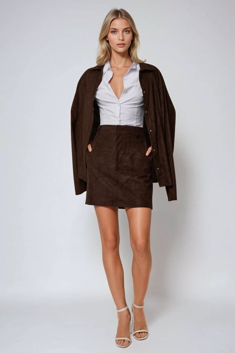 Hoge Taille Faux Suède Mini Rok - Image 3