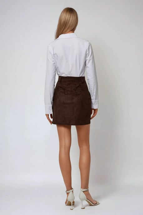 Hoge Taille Faux Suède Mini Rok - Image 4