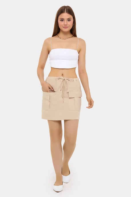 Katoenen Lage Taille Cargo Rok - Image 2