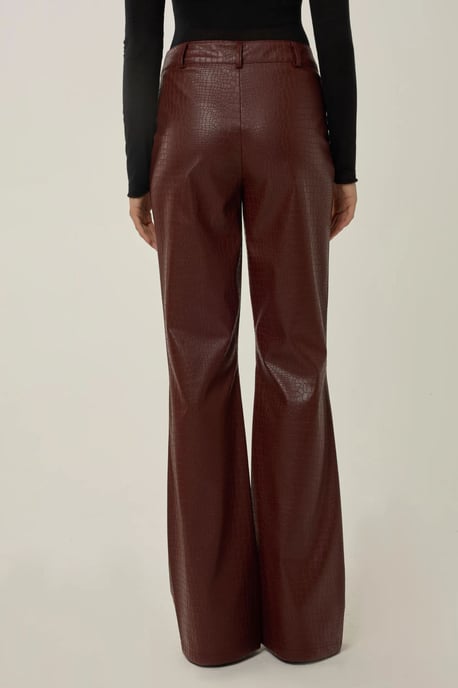 Hoge Taille Imitatie Leren Flared Broek - Image 2