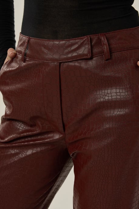 Hoge Taille Imitatie Leren Flared Broek - Image 5