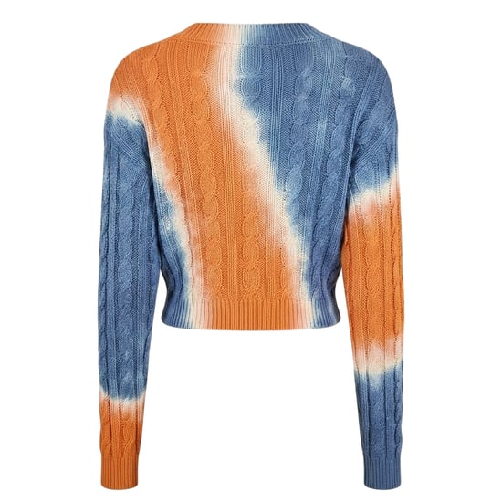 Diesel Dames-cropped-sweatshirt met V-hals en tie-dye-print (Oranje/Blauw) - Image 2