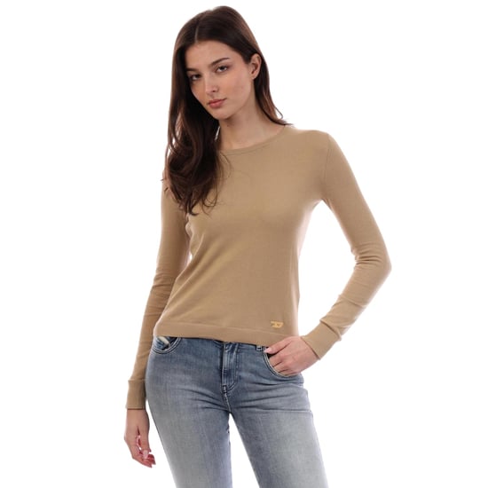 Diesel Womens/Ladies Fine Knit Ribbed Sweatshirt (Neutral) - Image 4