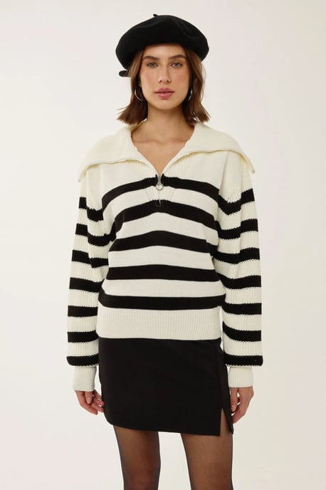 Oversized Gestreepte Ritstrui - Image 3