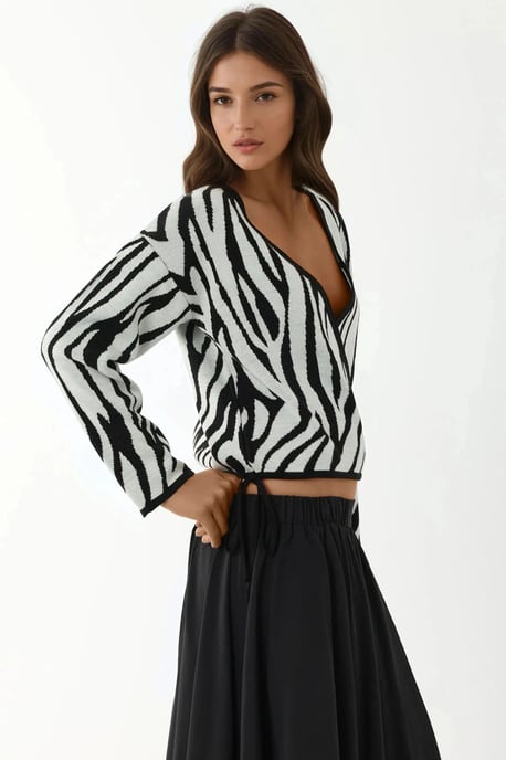 Zebra Print V-Hals Trui - Image 2