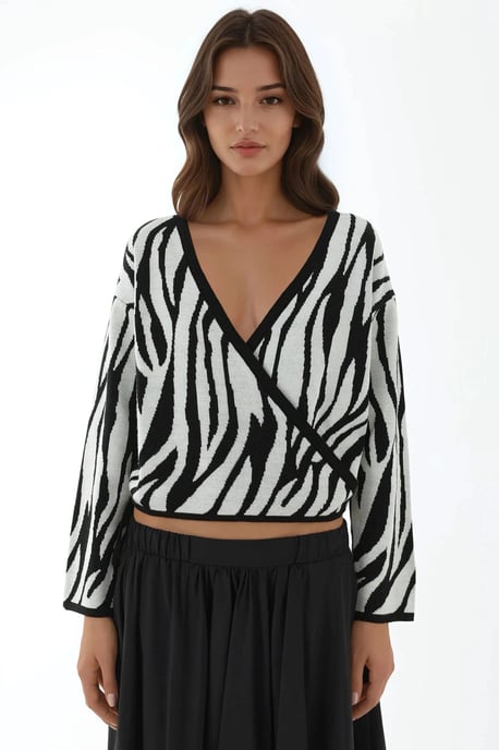 Zebra Print V-Hals Trui - Image 5