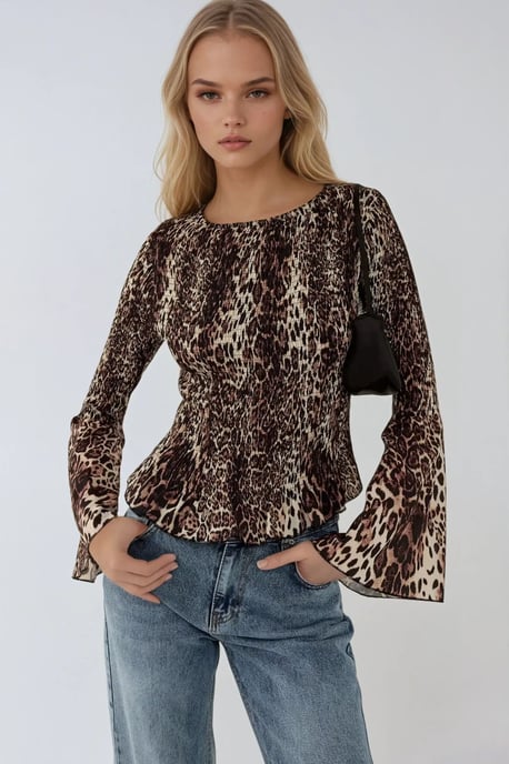 Dierprint Bootneck Top met Gelijkmatige Detail - Image 1
