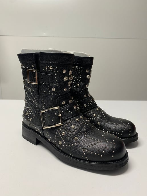 Jimmy Choo bikerlaarzen met studs voor jongeren in zwart leer - Image 2