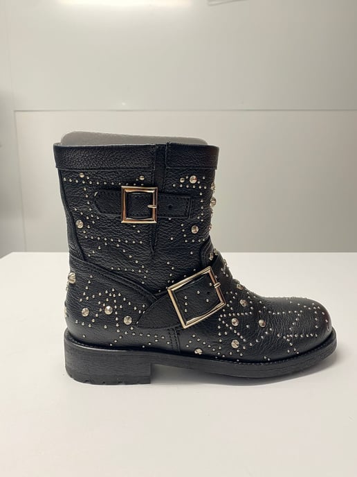 Jimmy Choo bikerlaarzen met studs voor jongeren in zwart leer - Image 6