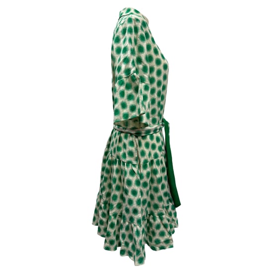 Diane von Furstenberg Beata mini-jurk met plooien en print in groene katoen - Image 2