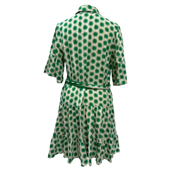 Diane von Furstenberg Beata mini-jurk met plooien en print in groene katoen - Image 3
