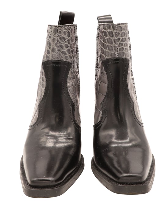 Ganni Western enkellaarsjes van veelkleurig leer - Image 2