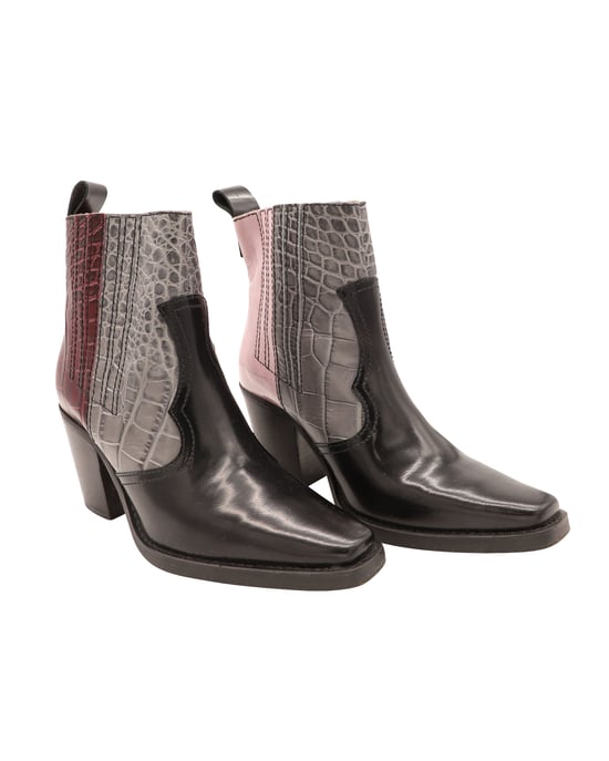 Ganni Western enkellaarsjes van veelkleurig leer - Image 4