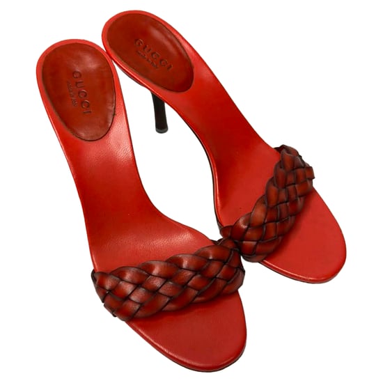 Gucci Geweven Slippers in Rode Leer - Image 6
