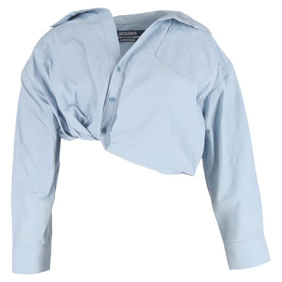 Jacquemus Mejean cropped poplin shirt in lichtblauw katoen - Image 1