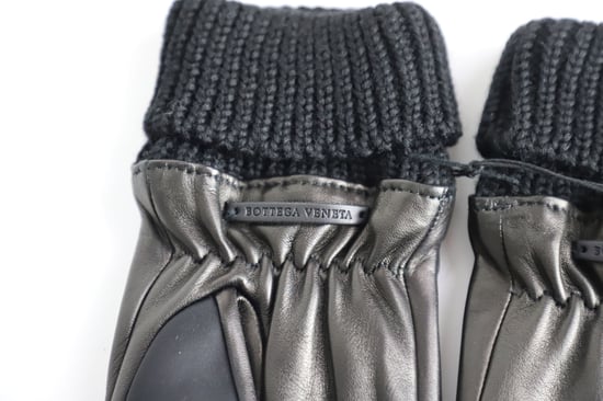 Bottega Veneta Zig Zag Two-Tone handschoenen in zwart nylon en leer - Image 4