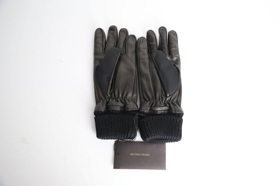 Bottega Veneta Zig Zag Two-Tone handschoenen in zwart nylon en leer - Image 6