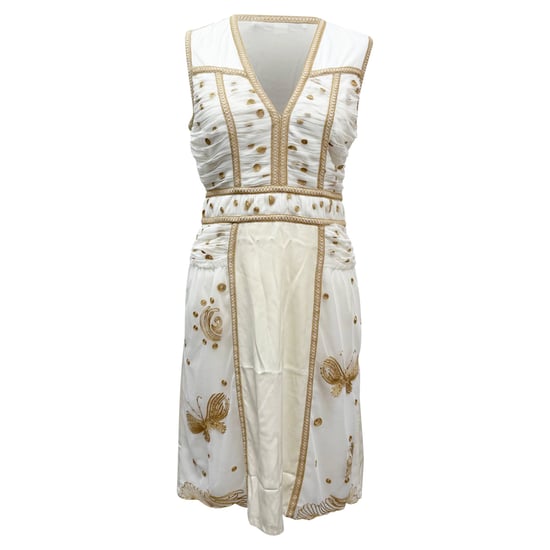 Diane von Furstenberg V-hals Knielange Jurk in Crème Polyester - Image 1