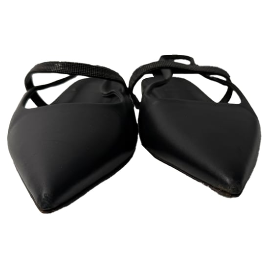 Brunello Cucinelli Versierde Uitsnijding Slingback Ballettijden in Zwart Leer - Image 2