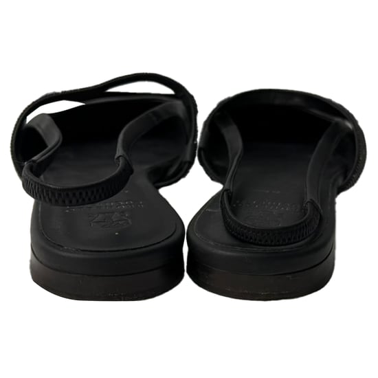 Brunello Cucinelli Versierde Uitsnijding Slingback Ballettijden in Zwart Leer - Image 3