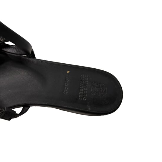 Brunello Cucinelli Versierde Uitsnijding Slingback Ballettijden in Zwart Leer - Image 5
