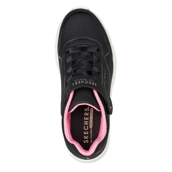 Skechers Meisjessneakers Street Uno Lite met perforaties (Zwart/roze) - Image 4