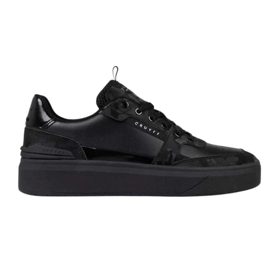 Cruyff Mens Endorsed Leather Tennis Flat Trainers (Black) - Image 3