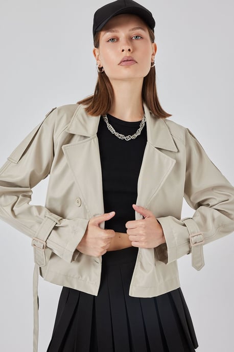 Korte Bouwde Trenchcoat - Image 1