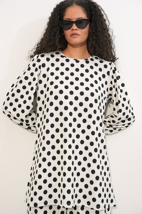 Gelaagde Lange Mouwen Tuniek en Wijd Been Broek Set - Image 2