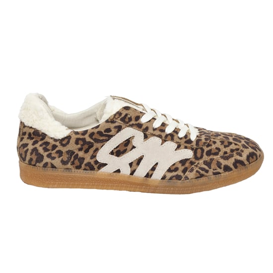 Steve Madden Dames/Dames Elora Leopard Print Textiel Trainers (Bruin) - Image 1