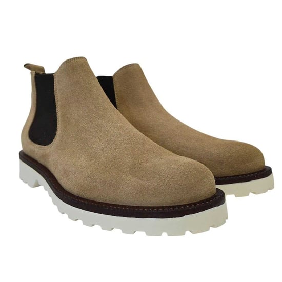 Nicholas Deakins Heren Republikeinse Suède Platte Chelsea Laarzen (Beige) - Image 4