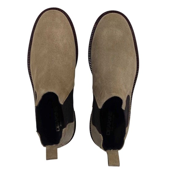 Nicholas Deakins Heren Republikeinse Suède Platte Chelsea Laarzen (Beige) - Image 5