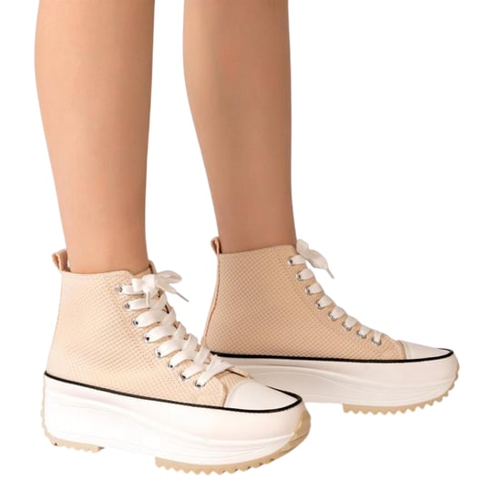 Firetrap Womens/Ladies Platform High Top Trainers (Beige) - Image 3