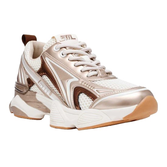 Steve Madden Womens/Ladies Rhinestone Mesh Chunky Flat Trainers (Gold) - Image 3