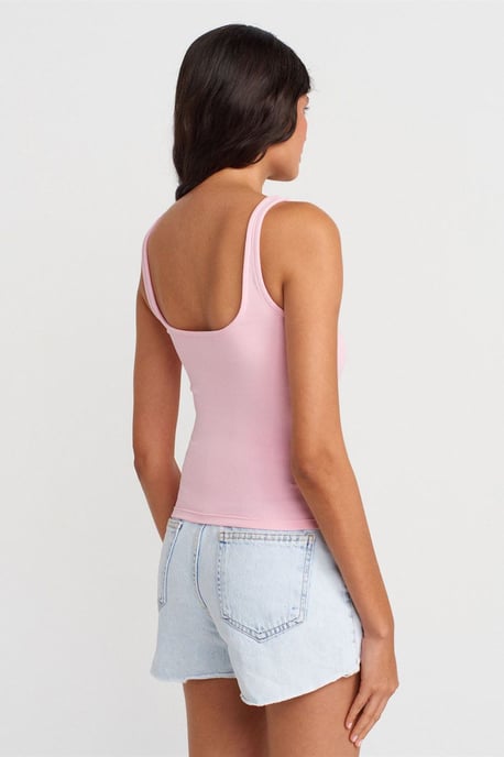 Geribbeld vierkant decolleté mouwloos blouse - Image 2