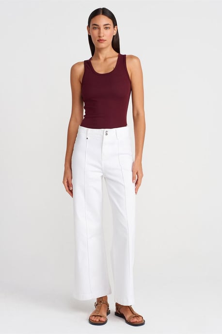 Geribbelde Mouwloze Cami Blouse - Image 3