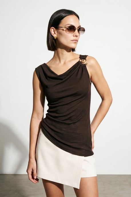 Mouwloze Cowl Neck Shell Top - Image 2