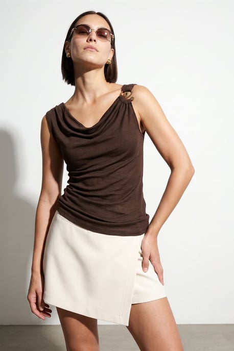 Mouwloze Cowl Neck Shell Top - Image 4