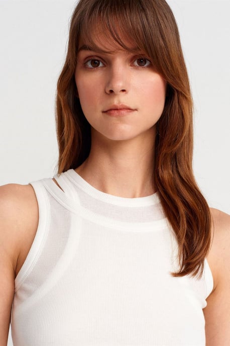 Katoenen Geribde Crop Cami - Image 3