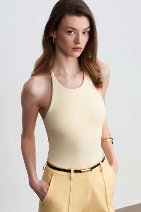 Slim Fit Halterhals Tricot Blouse - Image 2