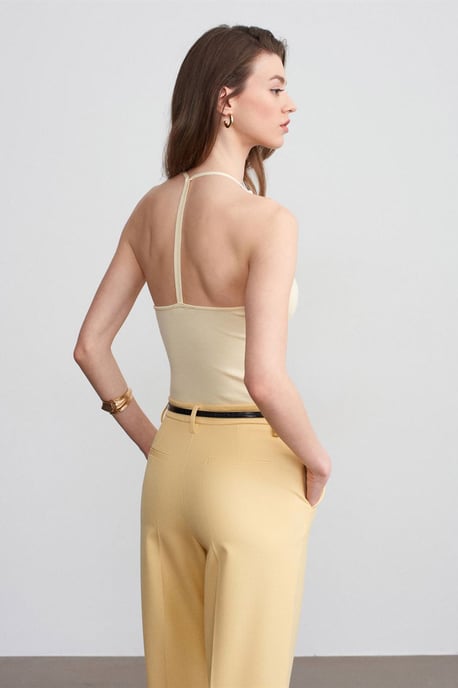 Slim Fit Halterhals Tricot Blouse - Image 3
