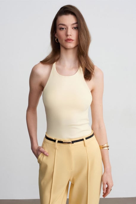 Slim Fit Halterhals Tricot Blouse - Image 4