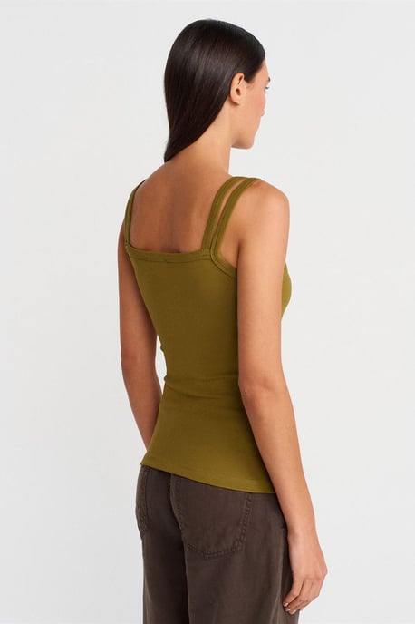 Geribbelde Mouwloze Blouse met Vierkante Halslijn - Image 2