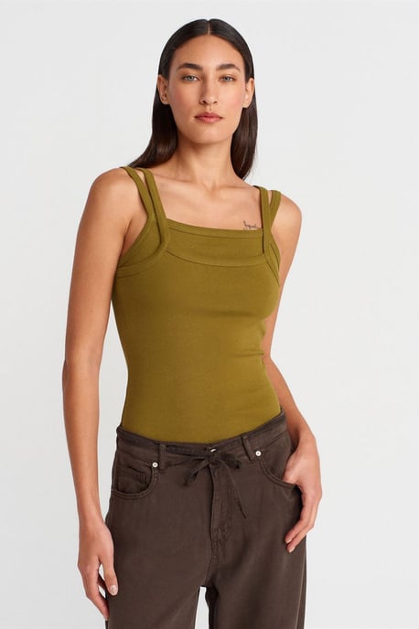 Geribbelde Mouwloze Blouse met Vierkante Halslijn - Image 3