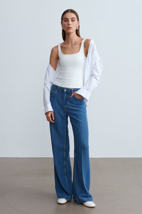 Geribbelde vierkante hals mouwloze blouse - Image 5