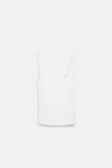 Geribbelde vierkante hals mouwloze blouse - Image 6