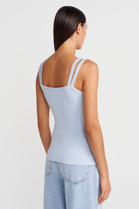 Geribbelde Mouwloze Blouse met Vierkante Halslijn - Image 2
