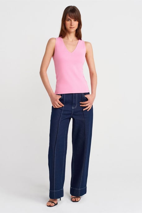 Katoenen V-hals Mouwloze Top Blouse - Image 4