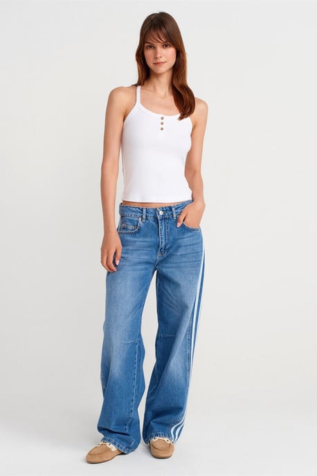 Slim Fit Geribbelde Brei Top - Image 4