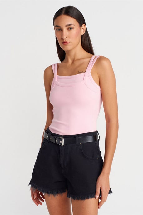 Geribbelde Mouwloze Blouse met Vierkante Halslijn - Image 1